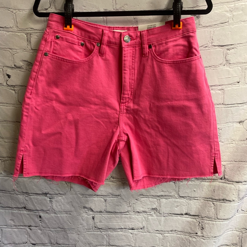 5/$20 On 34th Women's High-Rise Frayed Girly Barbie Pink Denim Mom Shorts Sz 10